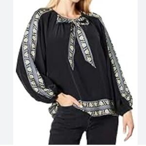 Joie silk blouse caviar gray gold Size S NWT